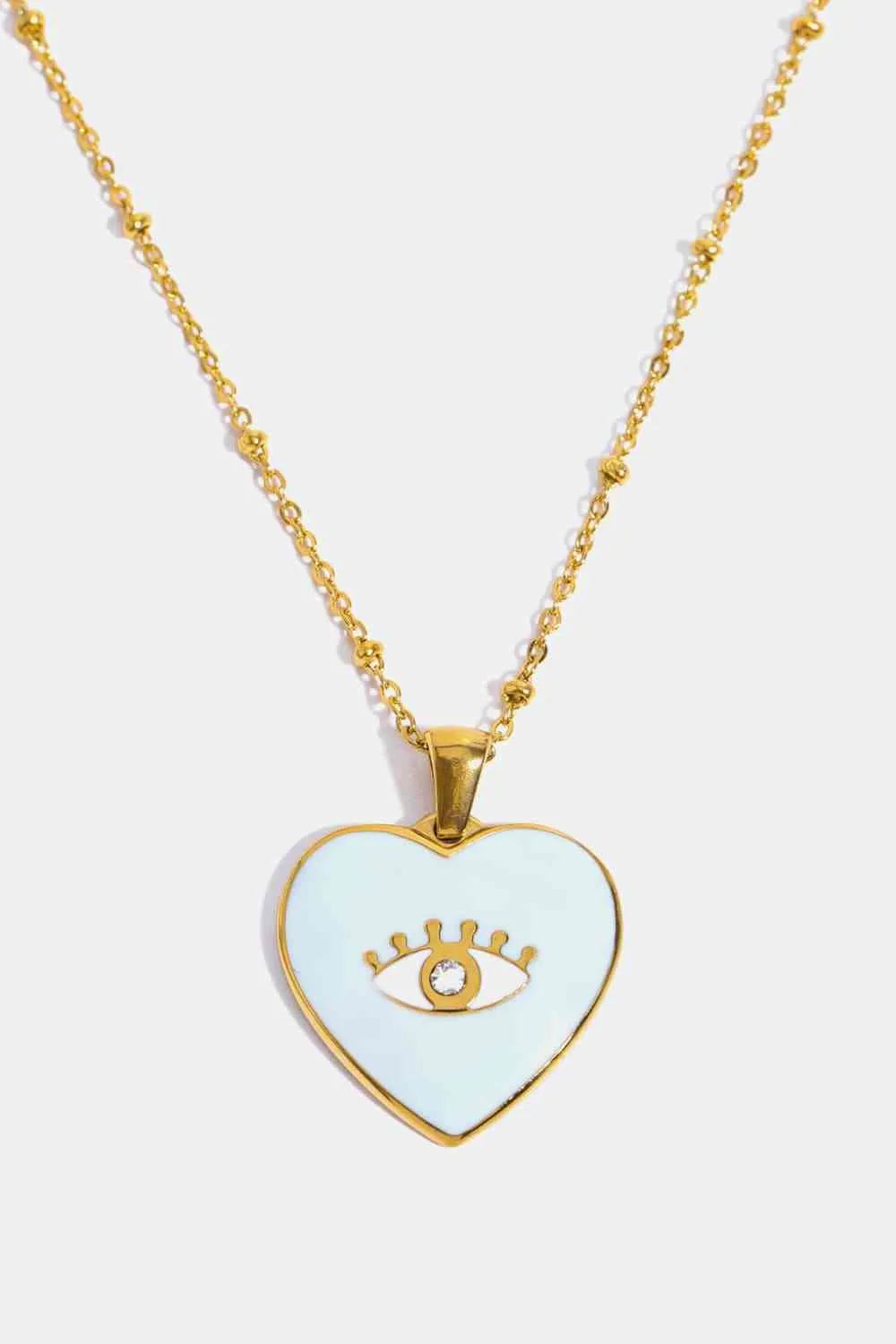 Heart & Evil Eye Shape Necklace 18K Gold Plated Jewelry