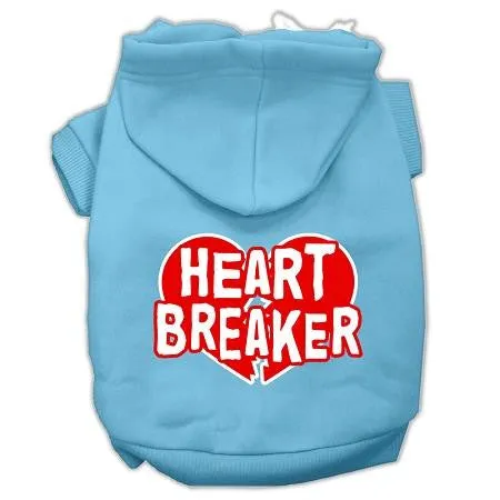 Heart Breaker Screen Print Pet Hoodies Baby Blue Size XL (16)