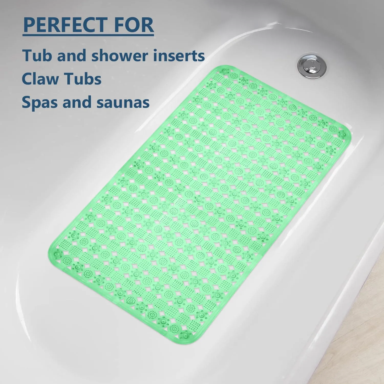 Heart Home Bath Mat | PVC Bathroom Mat | Shower Bath Mat | Transparent Round Check Floor Tub Mat | Foot Massager Mat | Anti-Skid Floor Mat | Shower Mat | Green