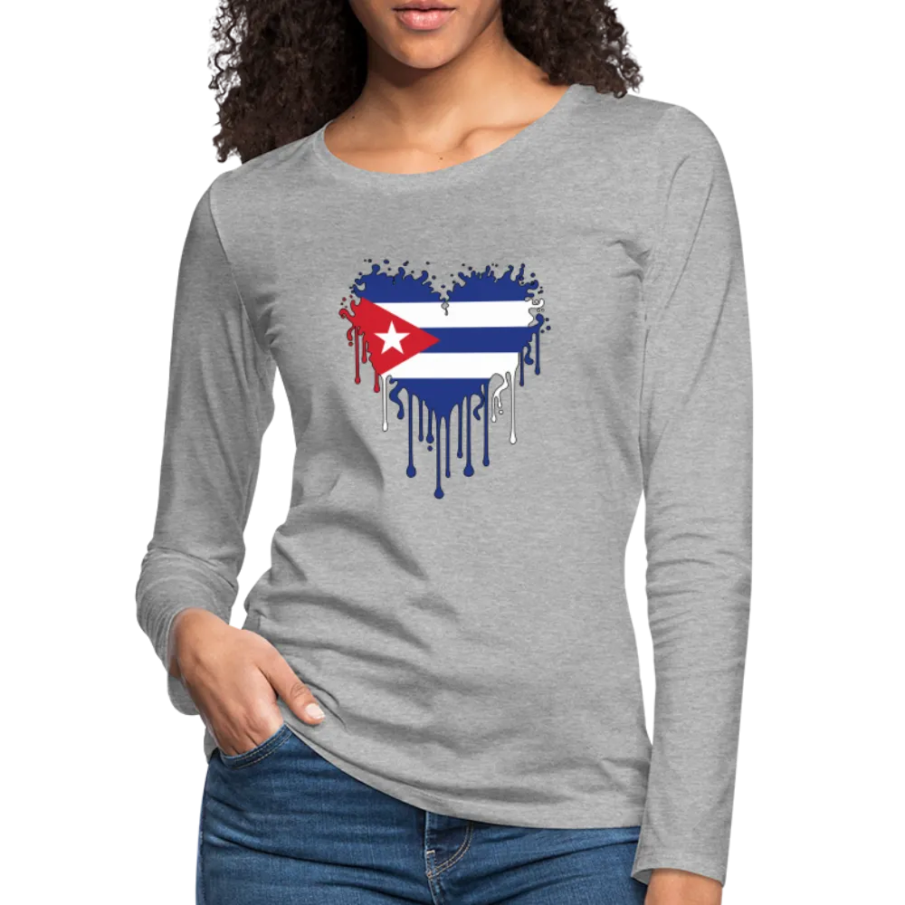 Heart of Cuba Flag Women's Premium Long Sleeve T-Shirt