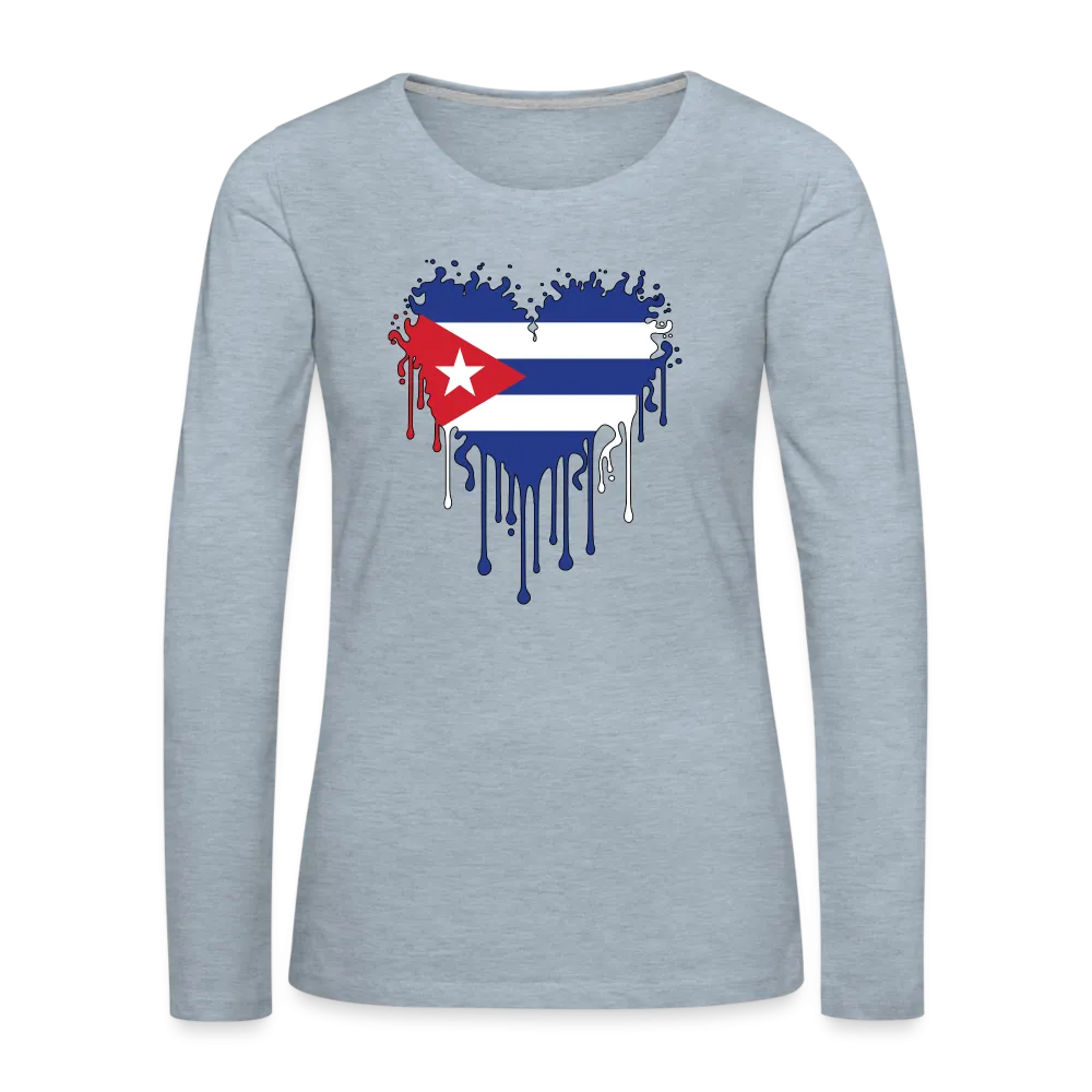 Heart of Cuba Flag Women's Premium Long Sleeve T-Shirt