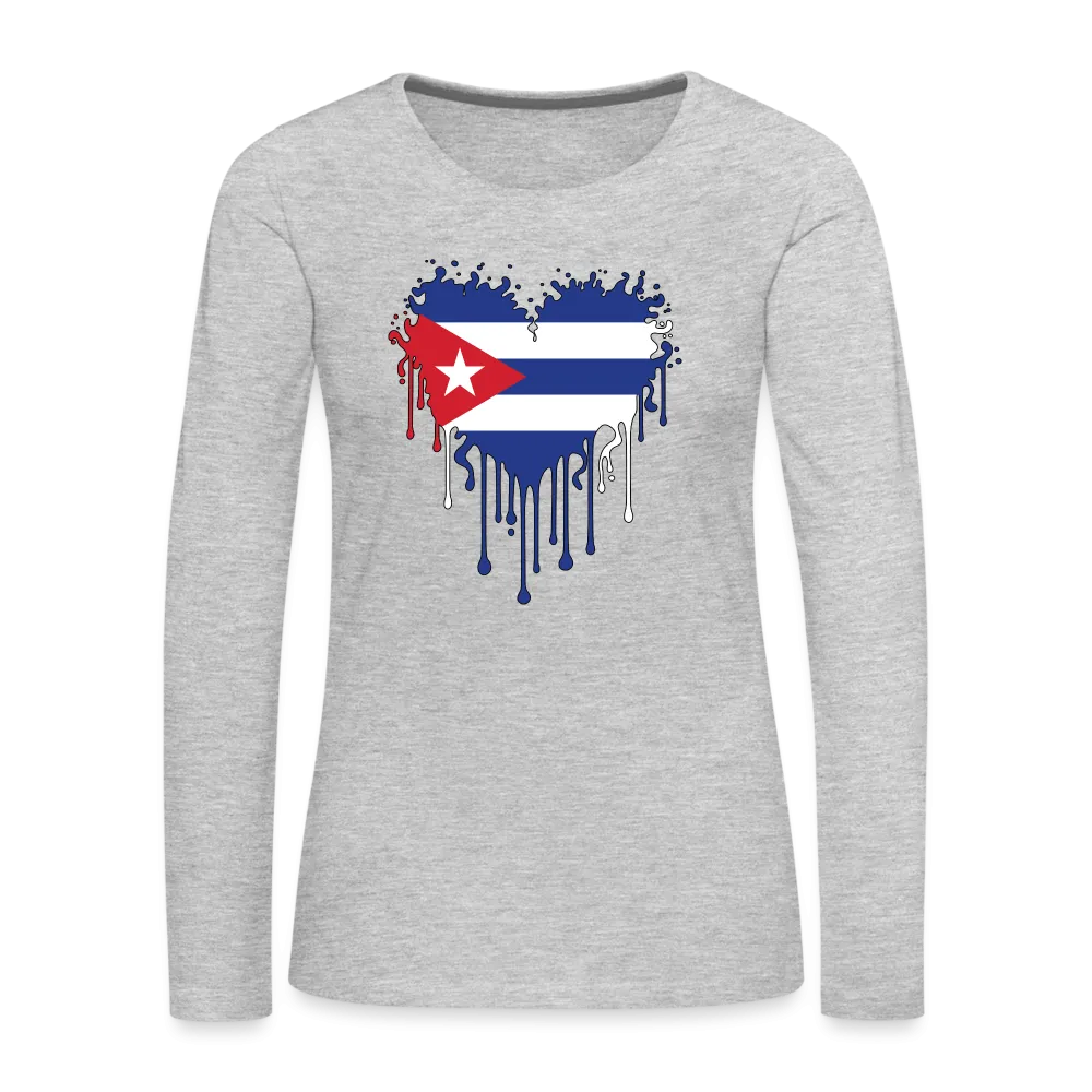 Heart of Cuba Flag Women's Premium Long Sleeve T-Shirt