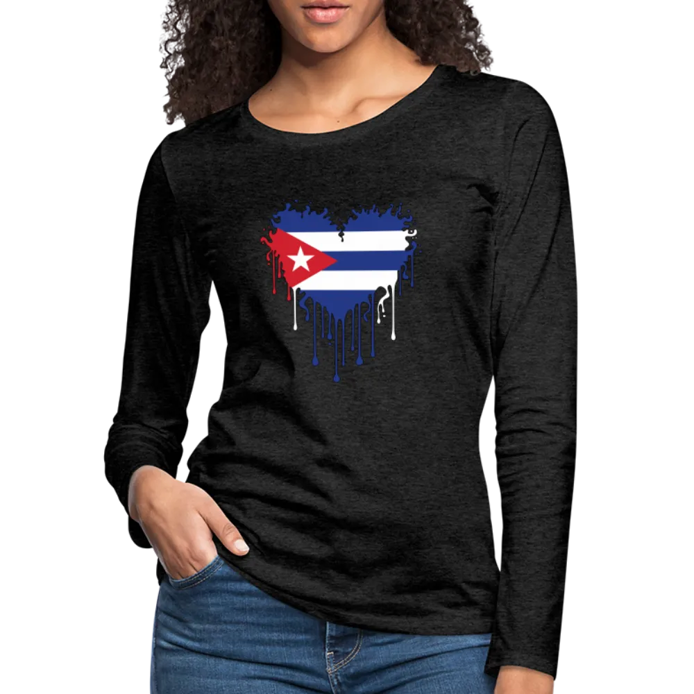 Heart of Cuba Flag Women's Premium Long Sleeve T-Shirt