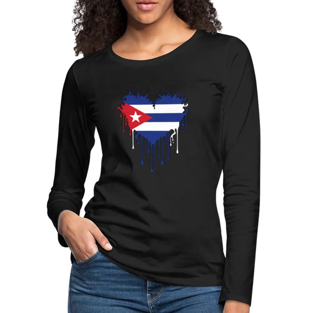 Heart of Cuba Flag Women's Premium Long Sleeve T-Shirt