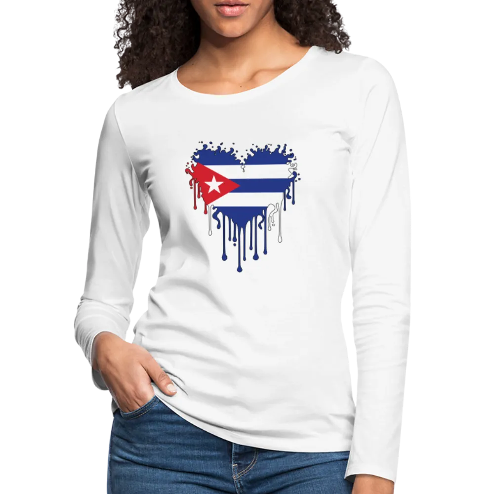 Heart of Cuba Flag Women's Premium Long Sleeve T-Shirt