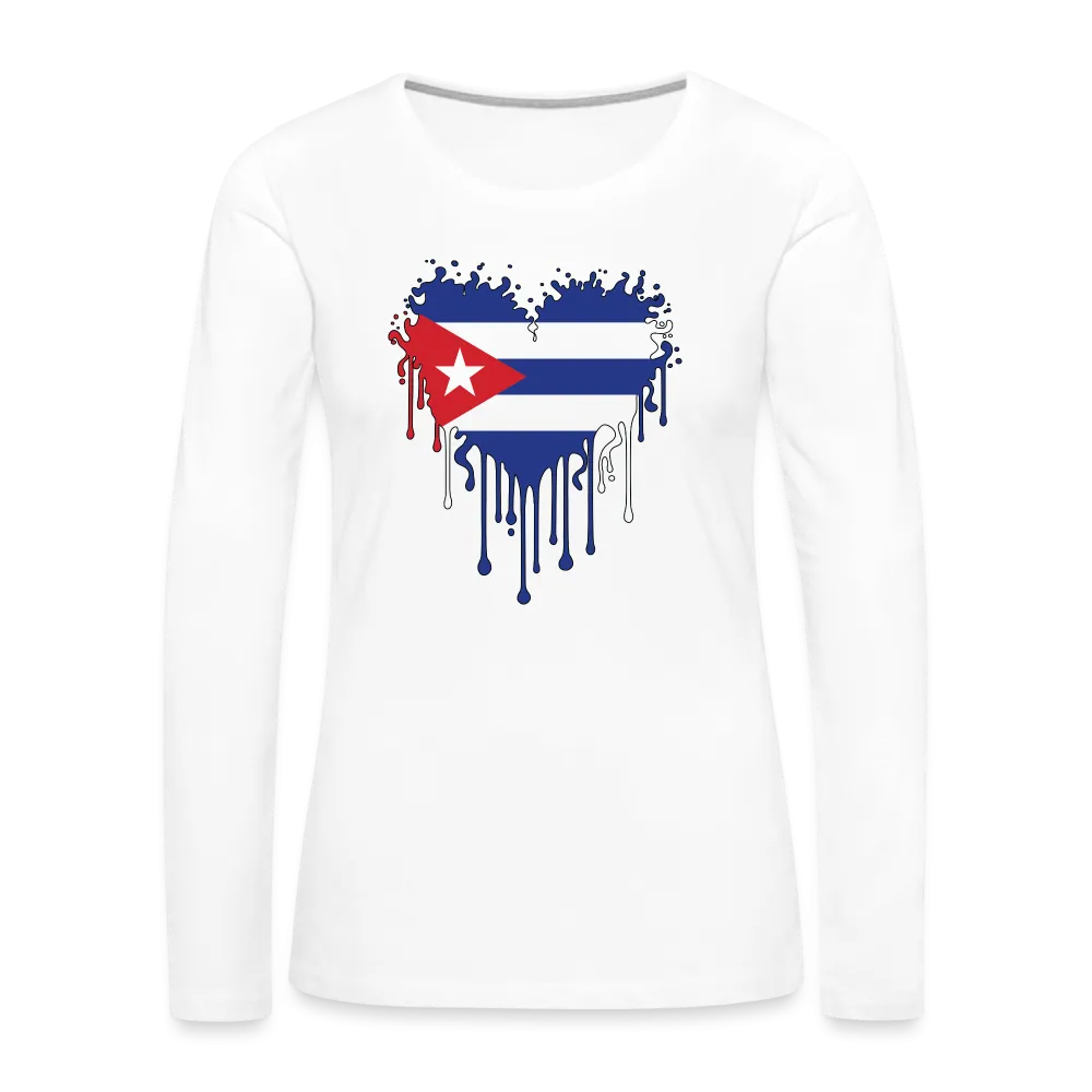 Heart of Cuba Flag Women's Premium Long Sleeve T-Shirt