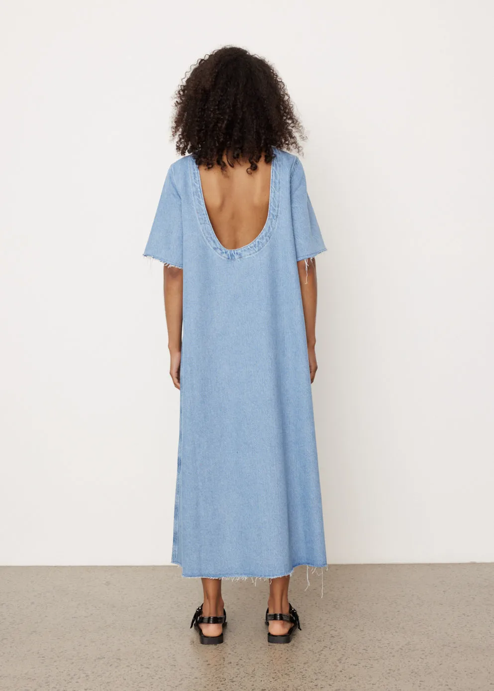 Heavy Denim A-Line Midi Dress