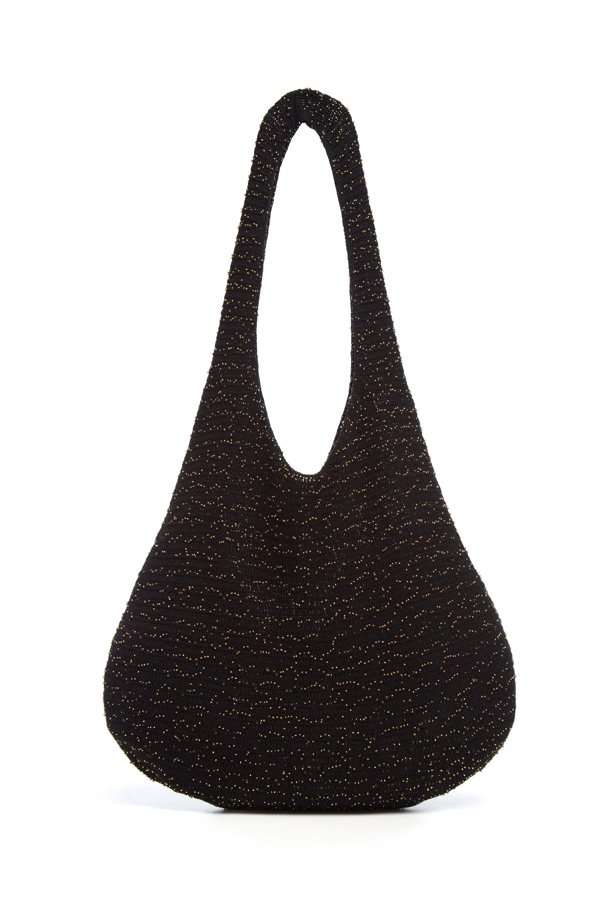 Hedone Knit Hobo Bag in Black & Gold Beaded Cashmere