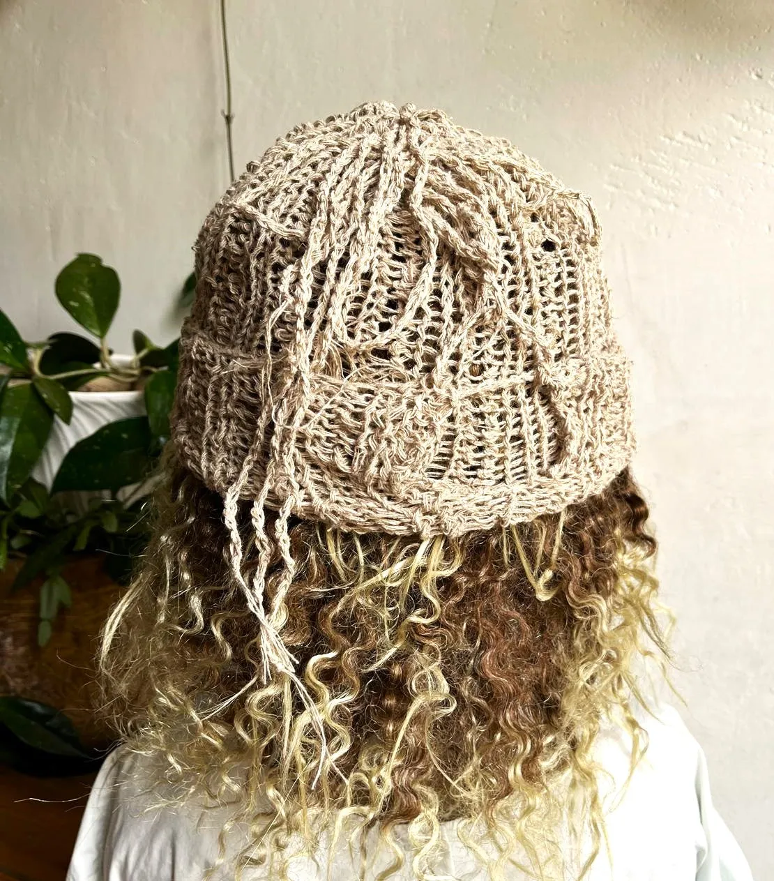 Hemp Summer Sun Beanie Hemp Knit Tube Hat Women Men Handmade Unisex Dreads Long Tube Slouchy hat