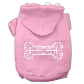 Henna Bone Screen Print Pet Hoodies Light Pink Size XXL (18)