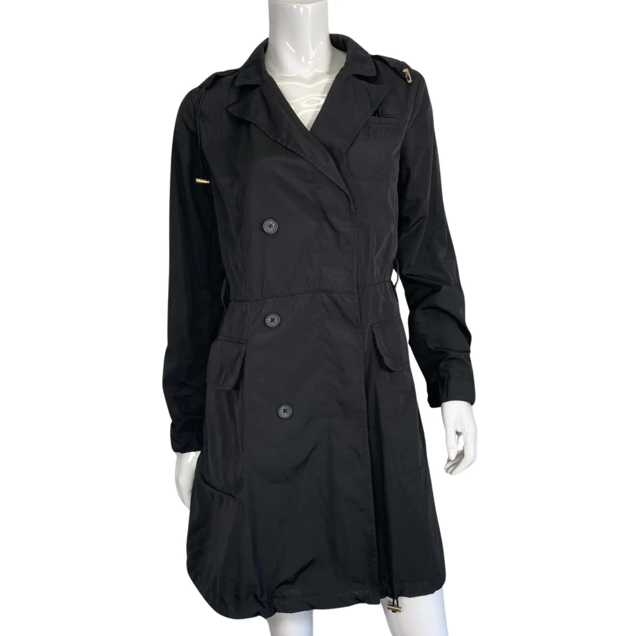 Henri Bendel Black Sleek Trench Raincoat