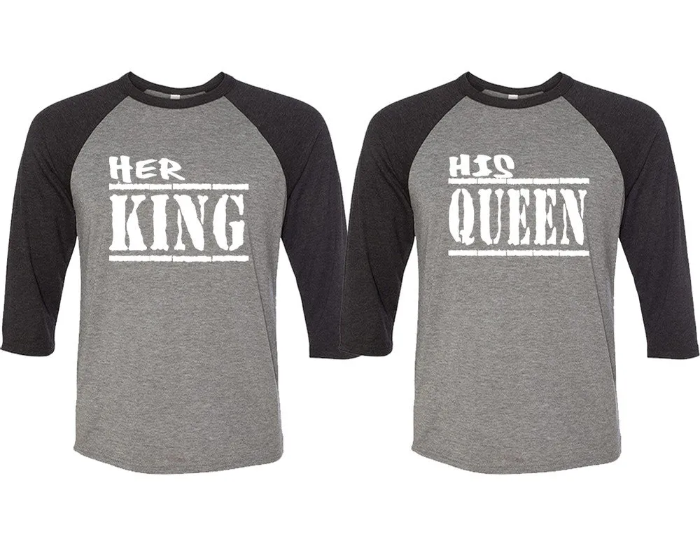 Her King His Queen Couple Matching Baseball T Shirts