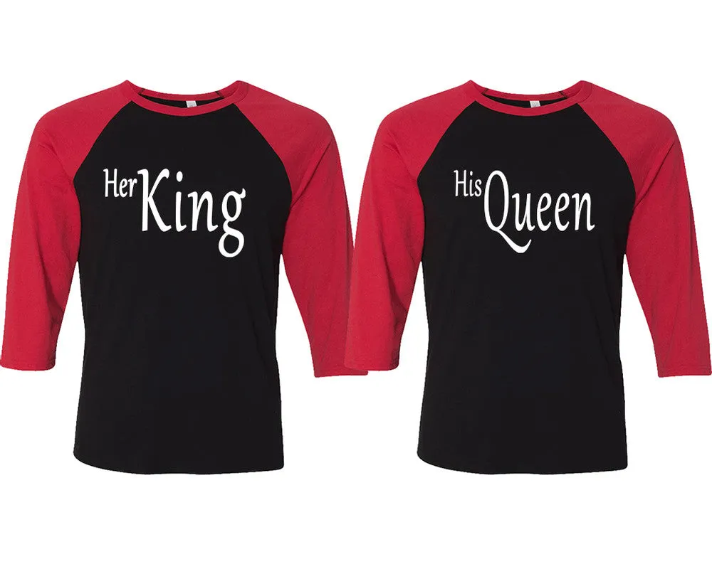 Her King His Queen Couple Matching Baseball T Shirts