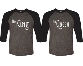 Her King His Queen Couple Matching Baseball T Shirts