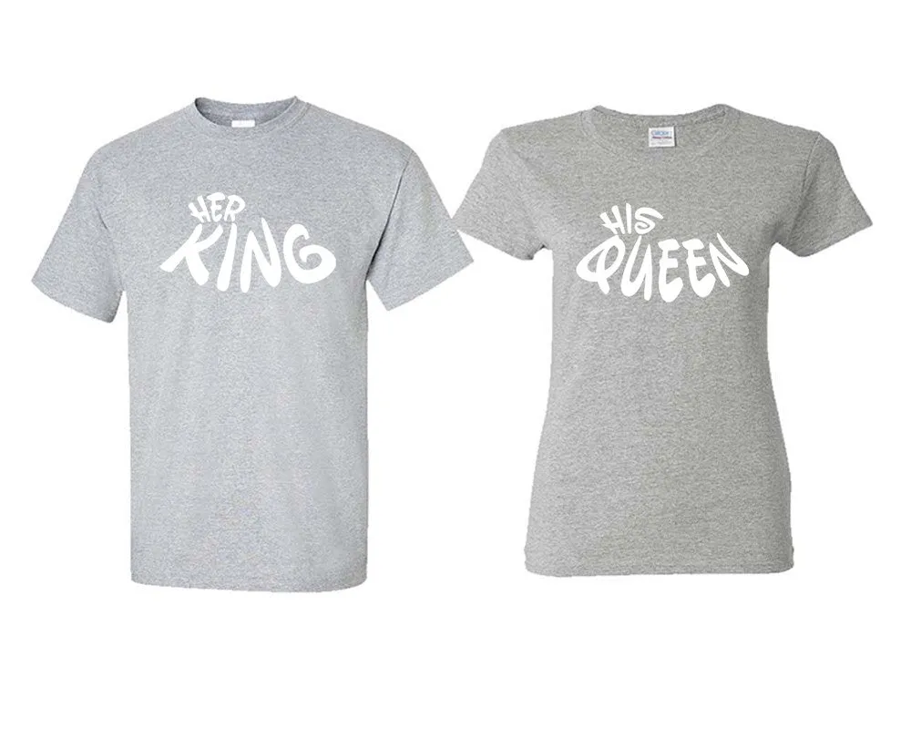 Her King His Queen Couple Matching T Shirts Man and Woman Style Shirts