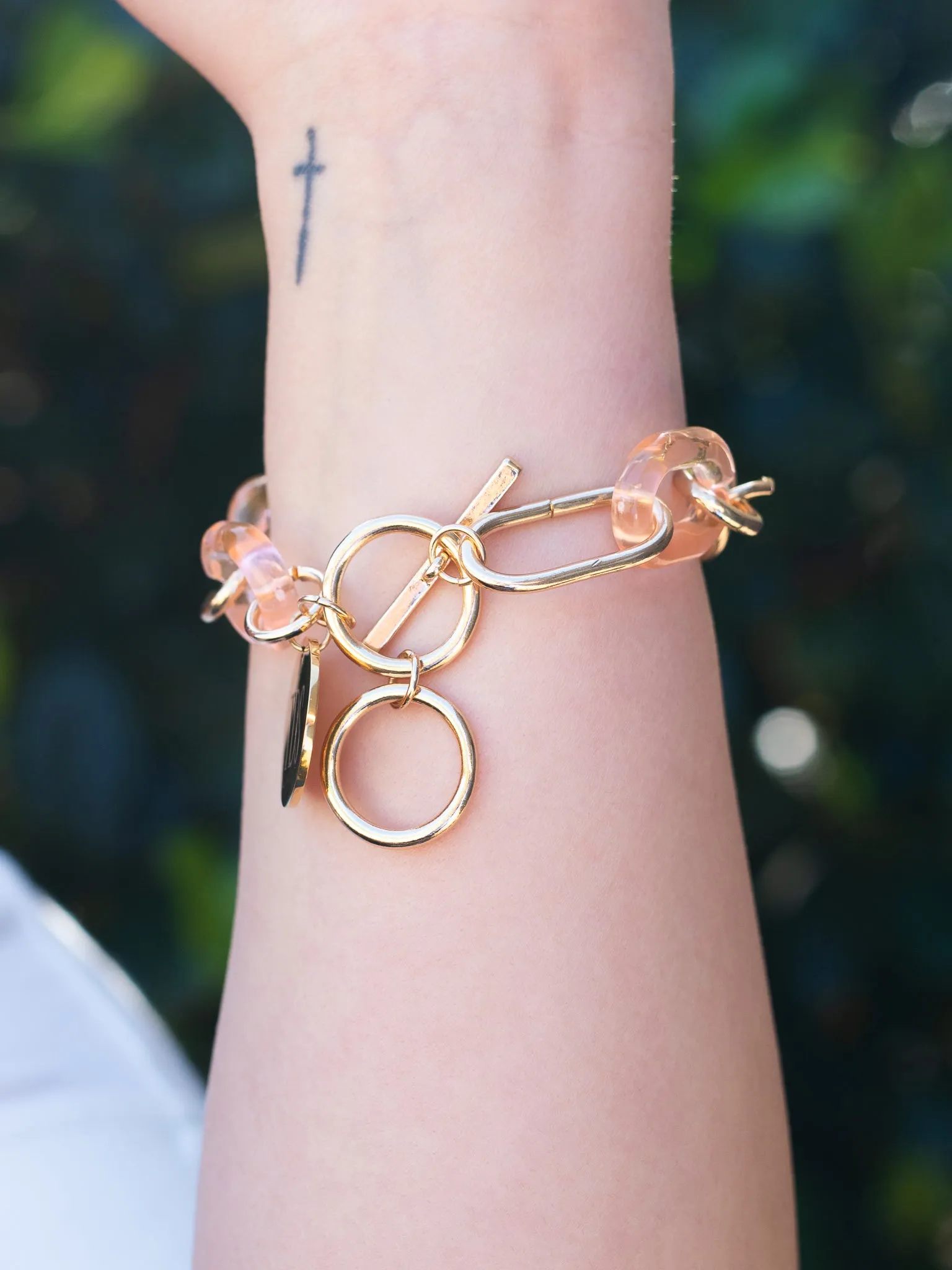 Here to Stay Chain Bracelet - Peach