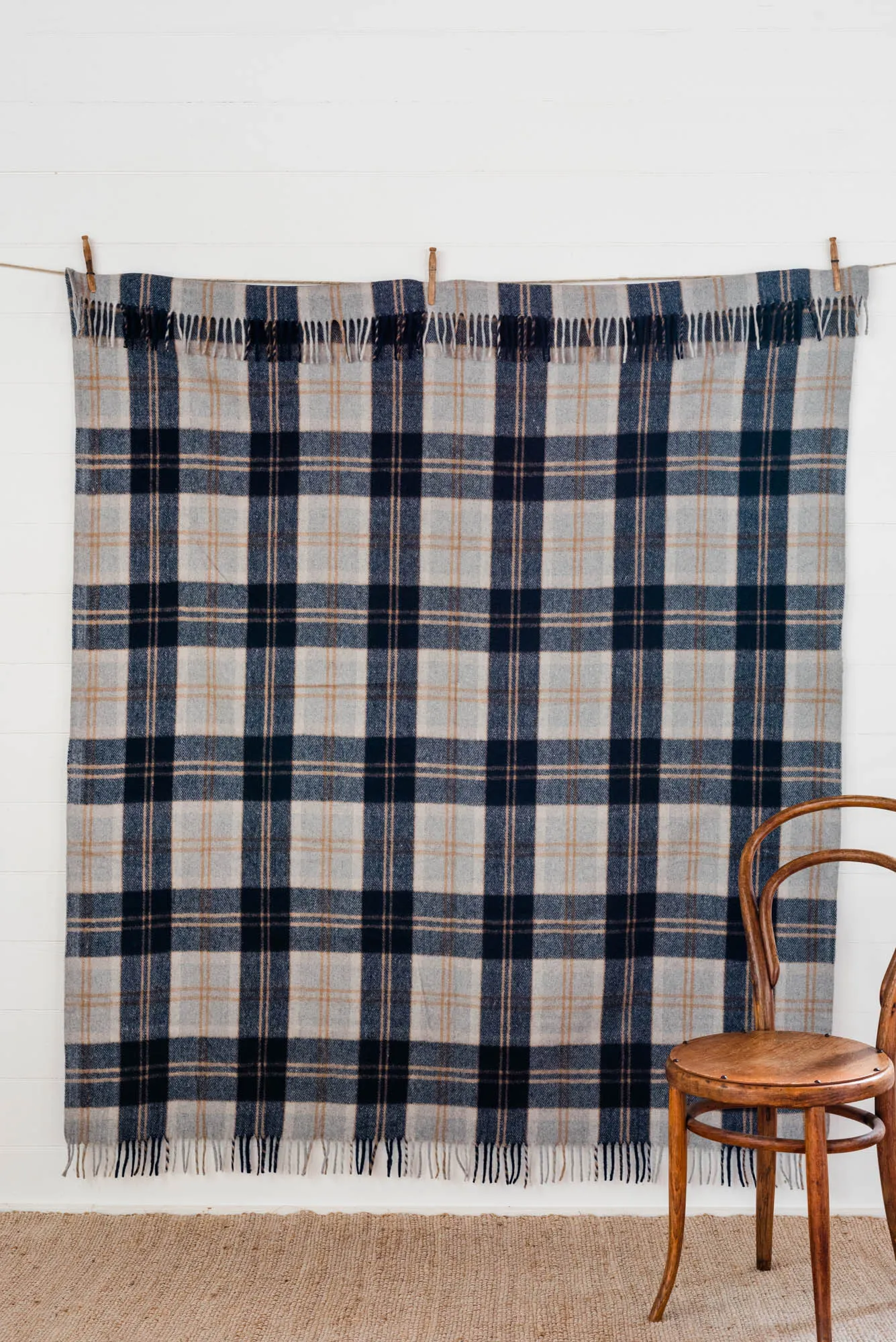 Heritage Collection | Recycled Wool Tartan Blankets | Navy