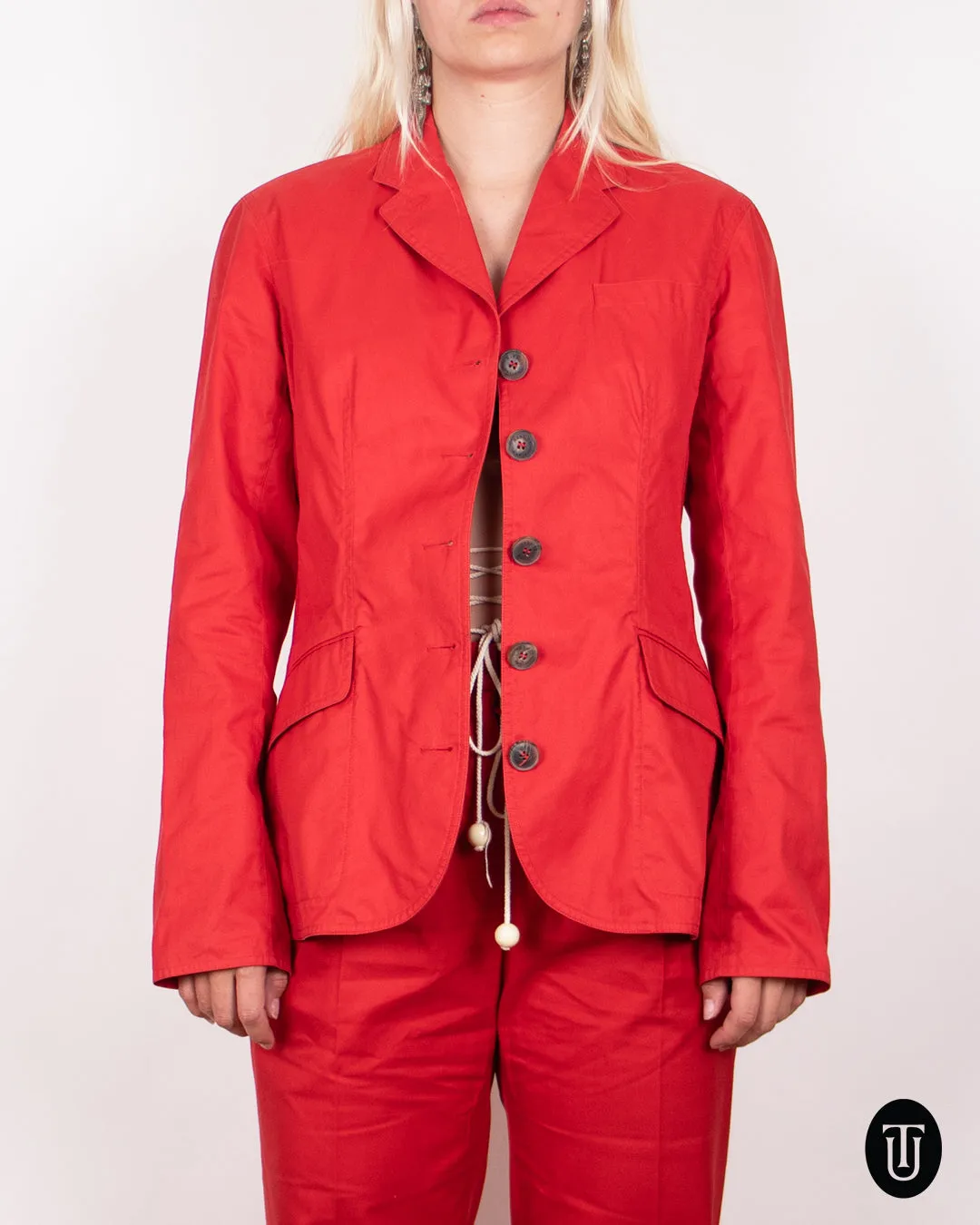 Hermès 2000s Red Cotton Pant Suit M