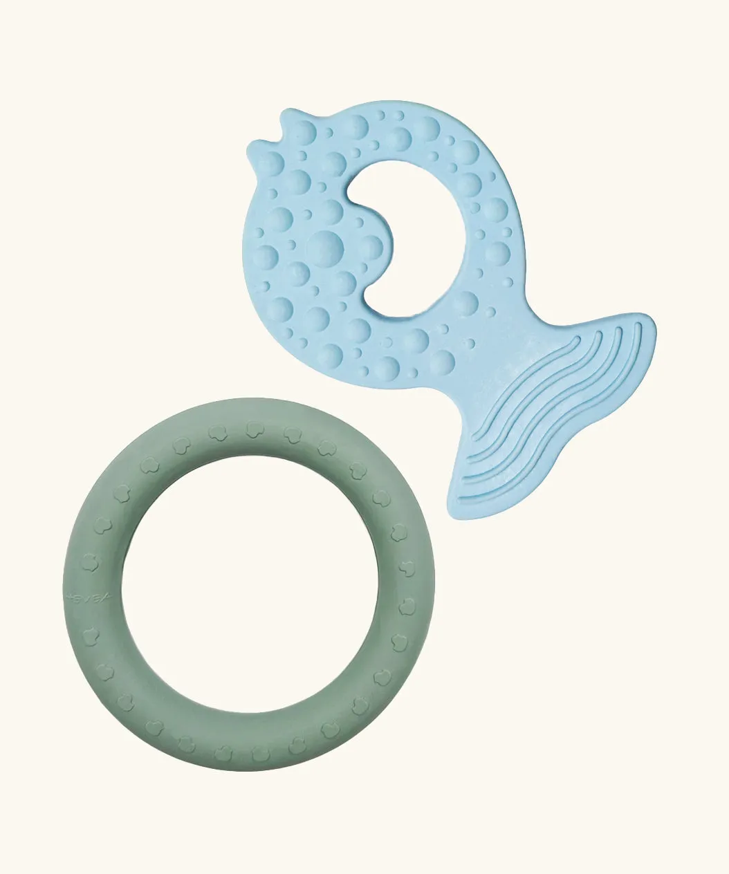 Hevea Natural Rubber Fish & Ring Teether Set