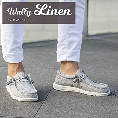 Hey Dude Men's Wally Linen Iron Size 13 | Men’s Shoes | Men’s Lace Up Loafers | Comfortable & Light-Weight