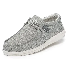 Hey Dude Men's Wally Linen Iron Size 13 | Men’s Shoes | Men’s Lace Up Loafers | Comfortable & Light-Weight