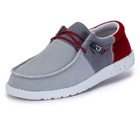 Hey Dude Men's Wally Sox Funk Dark Grey Red Size 10 | Men’s Shoes | Men's Lace Up Loafers | Comfortable & Light-Weight