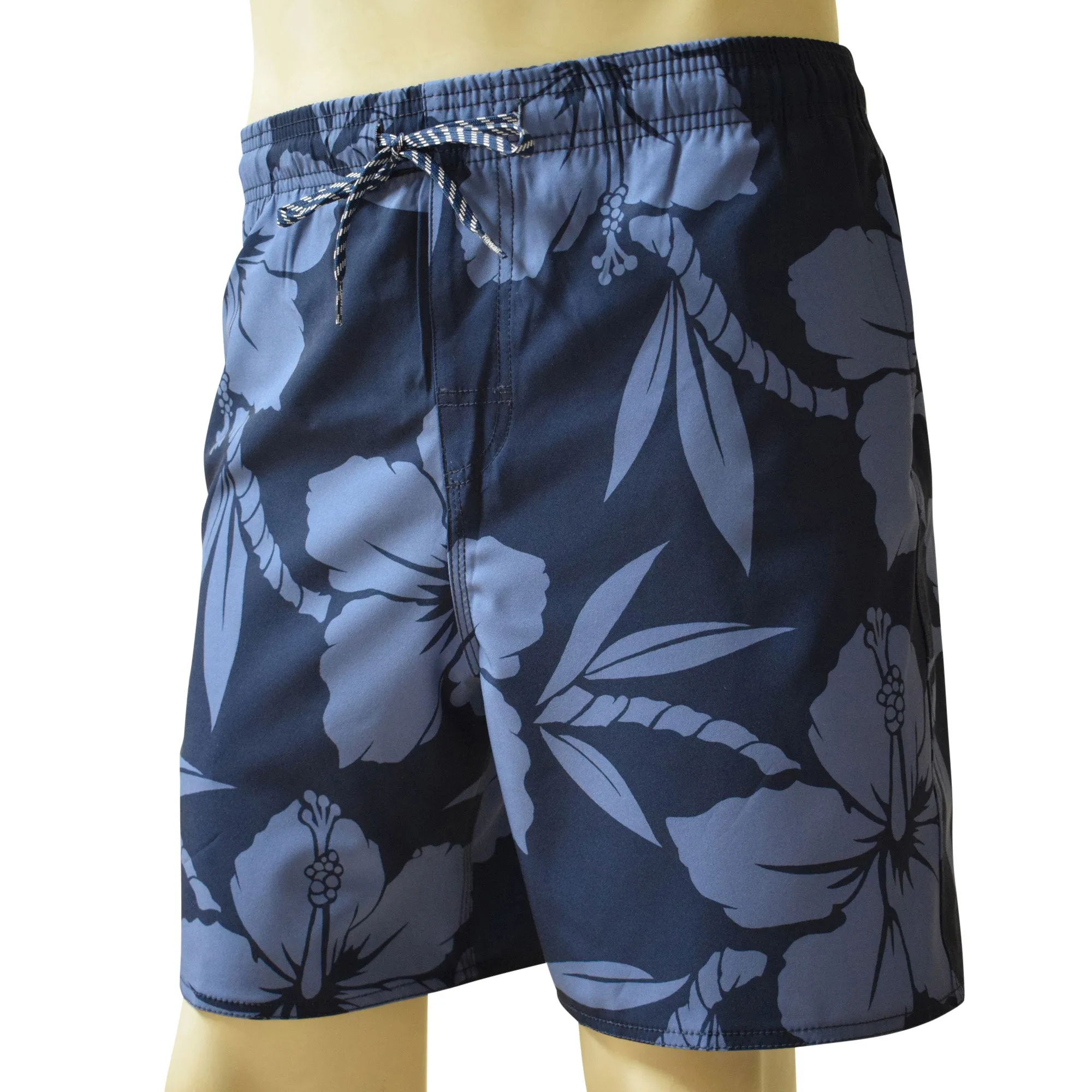 Hibiscus Men's Elastic Shorts with Pockets, Quick Dry Board Shorts, Beach Shorts, Swim Trunks, Sportwear