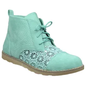 High Top Ankle Shoes For women Embroidered Flower Lace Up Oxford Green