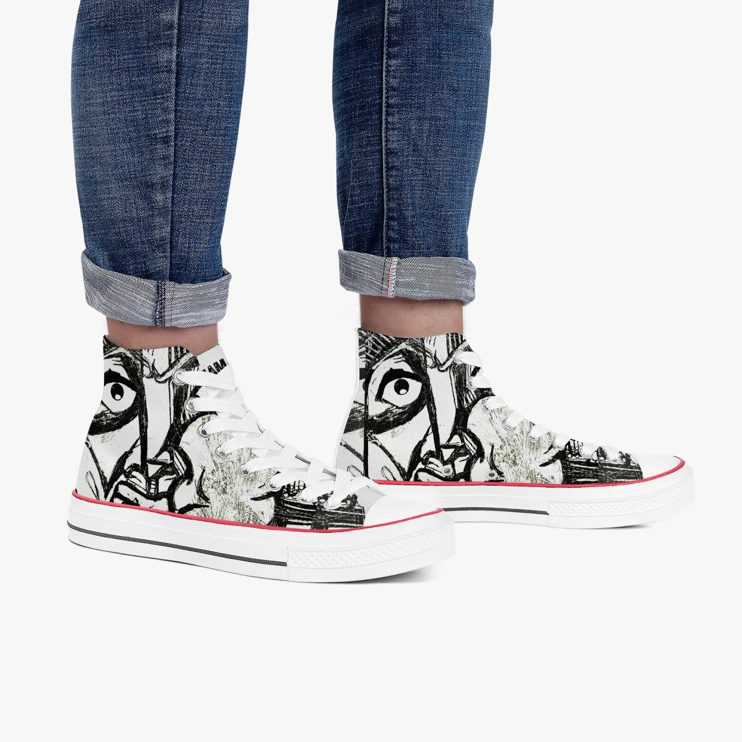 High-Top Canvas Shoes - Black Eyes