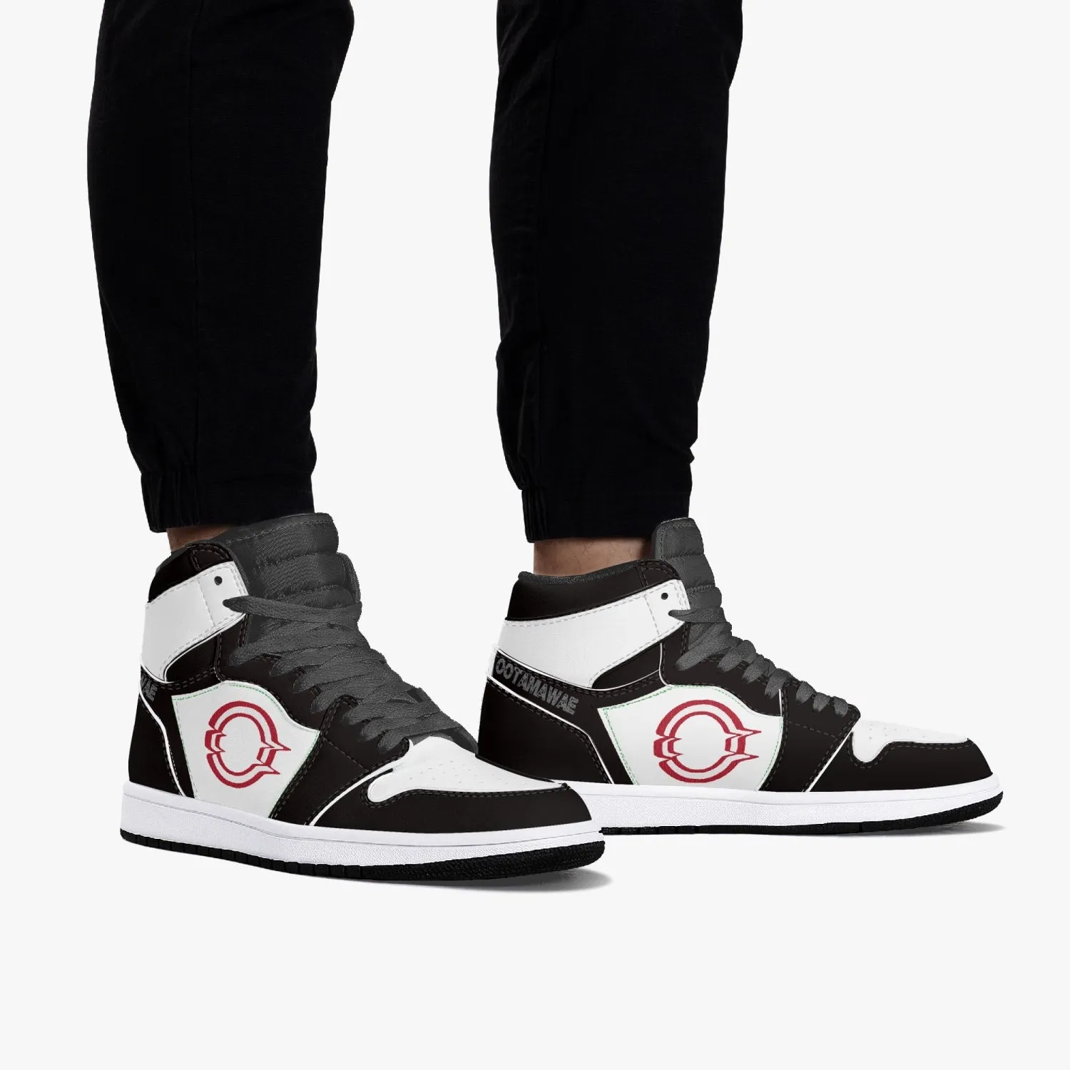 High-Top Leather Sneakers White & Black