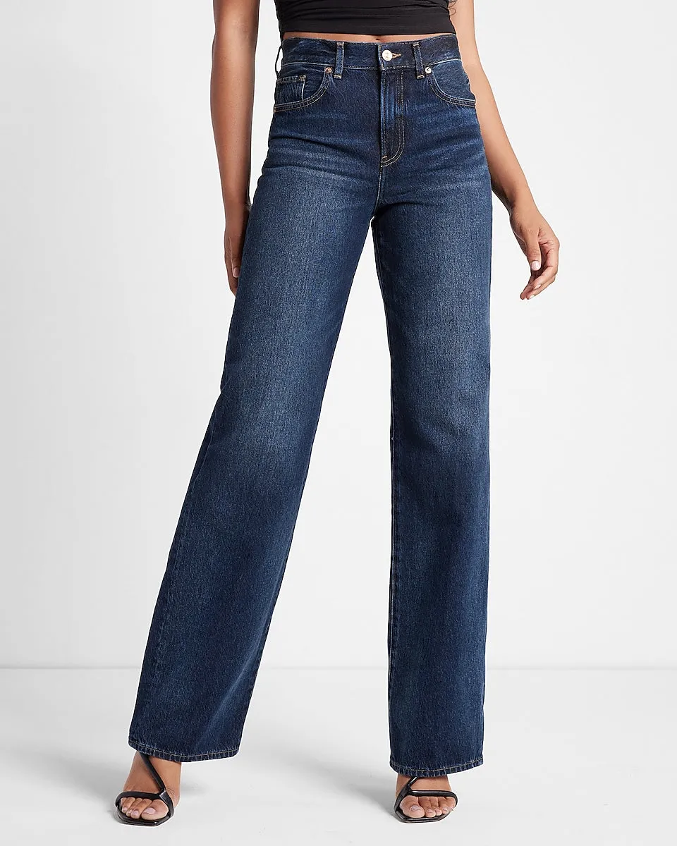 High Waisted Dark Wash Wide Leg Jeans in Dark Wash