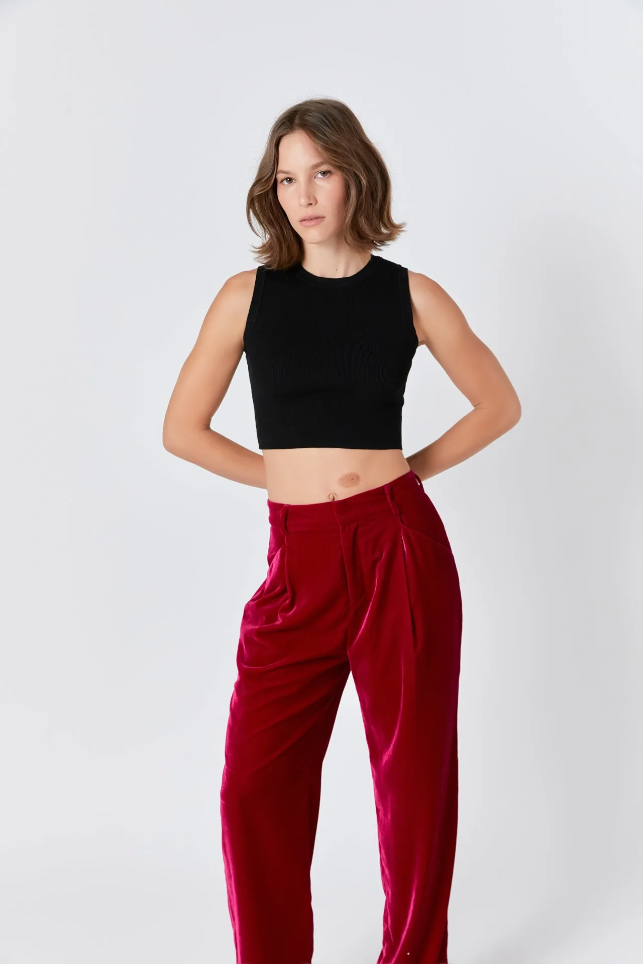 High-Waisted Velvet Pants