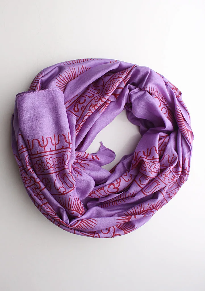 Hindu Om Printed Purple Cotton Meditation and Yoga Shawl