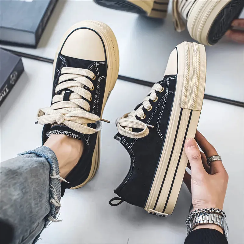 Hnzxzm 2024 Hot sale Classic Black Canvas Shoes Men Spring Summer Platform Canvas Sneakers Men Comfort Low-top Mens Vulcanized Shoes