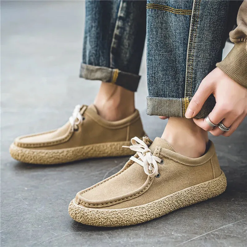 Hnzxzm Fashion Retro Casual Men Shoes Comfortable Lace-up Loafers Shoes Men Flat Sneakers Classic Light Driving Footwear