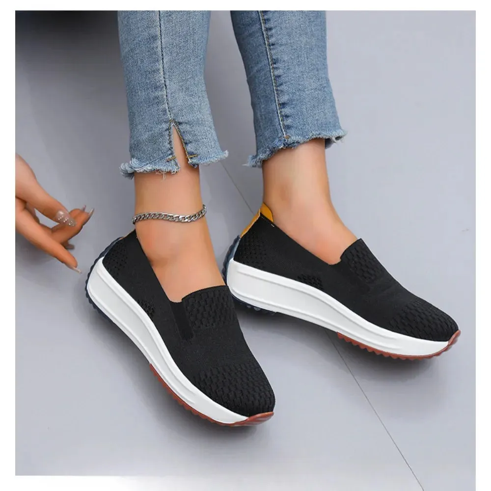 Hnzxzm Fashionable Womens Shoes Mesh Platform Sneakers Lightweight Thick Soled Breathable Sports Shoes