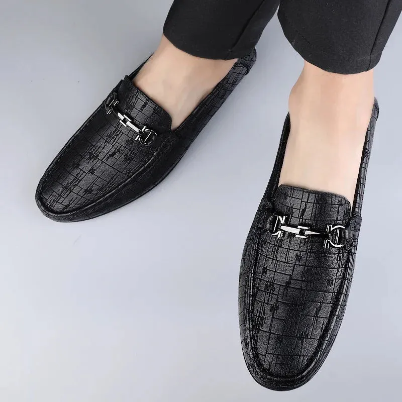 Hnzxzm Genuine Leather Men Shoes Luxury Trendy Casual Slip on Formal Loafers Men Moccasins Italian Black Male Driving Shoes Sneakers