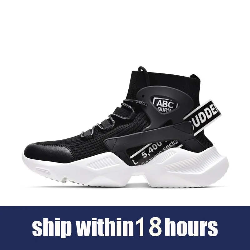 Hnzxzm Men's Socks for Casual Sneakers Male Mesh Breathable Platform Outdoor Walking Shoes Man High Top jogging Sneakers