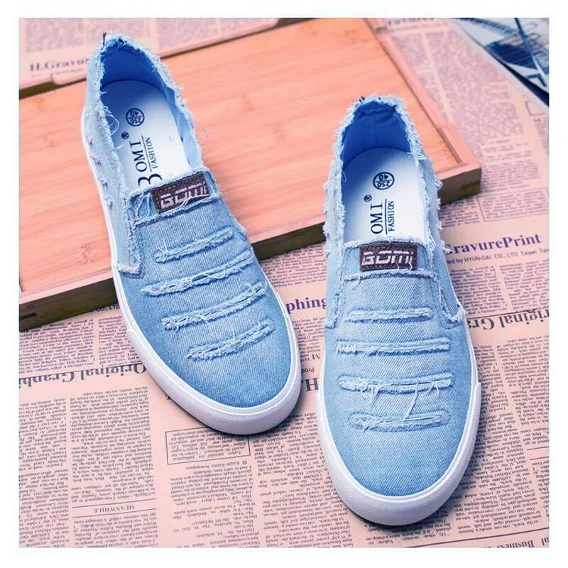 Hnzxzm Spring Summer Canvas Shoes Men Fashion Denim Shoes Slip-on Mens Casual Shoes Hot Sale Ins Cool Shoes Male Loafers