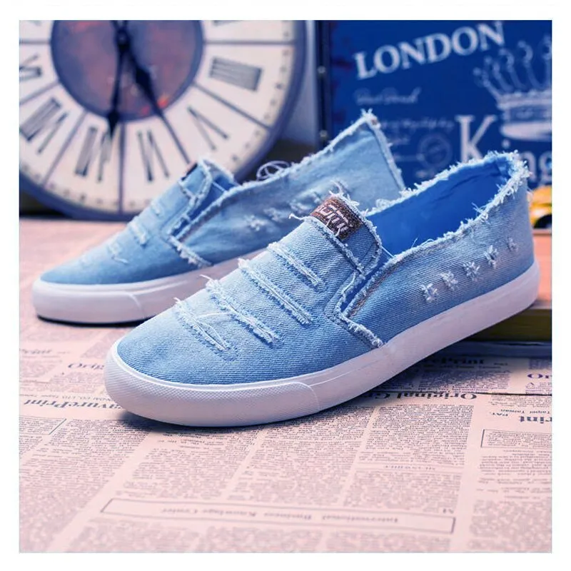 Hnzxzm Spring Summer Canvas Shoes Men Fashion Denim Shoes Slip-on Mens Casual Shoes Hot Sale Ins Cool Shoes Male Loafers