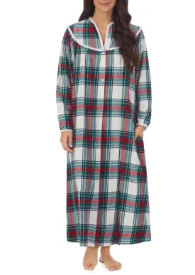 Holiday Plaid Flannel Gown