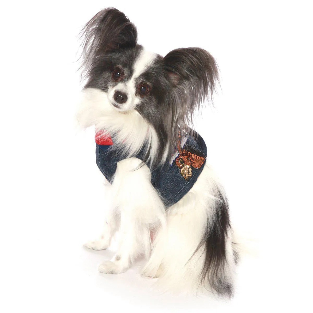 Hollywood Denim Dog Harness Vest With Silk Tie