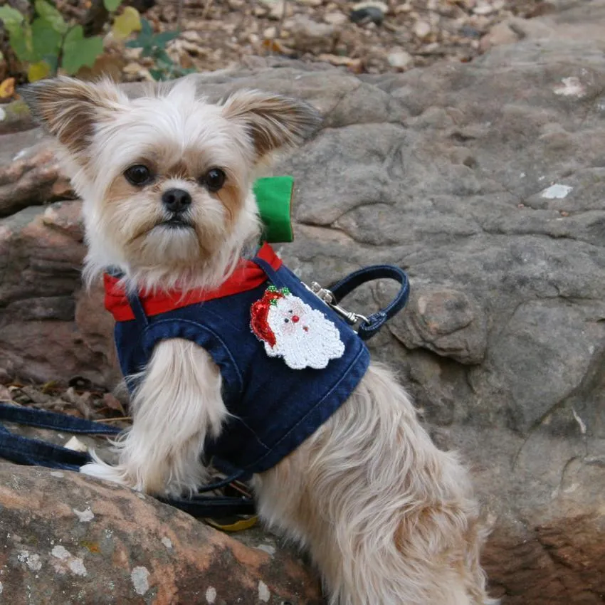 Hollywood Denim Dog Harness Vest With Silk Tie