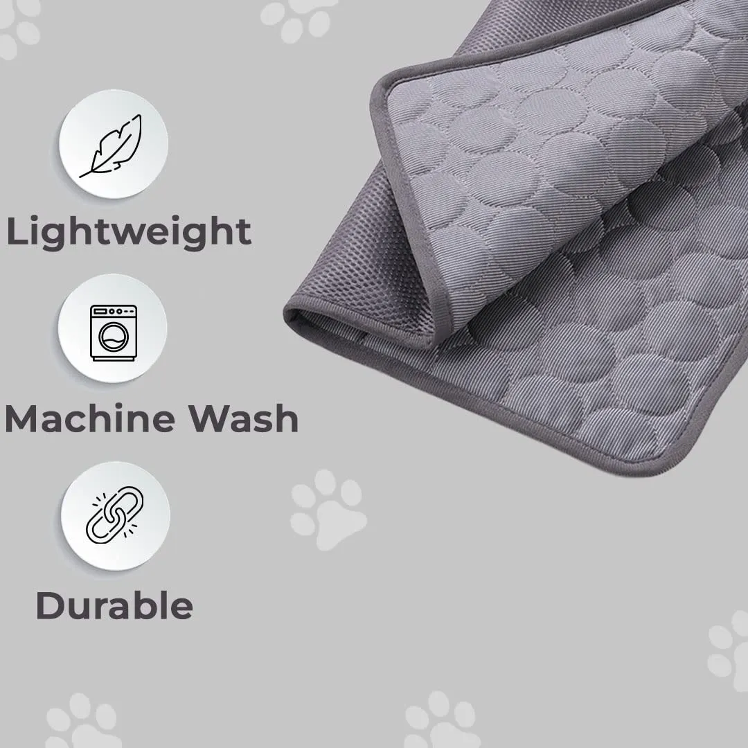 Homestic Rectangular Dog & Cat Bed|Premium Cool Ice Silk with Polyester with Bottom Mesh|Multi-Utility Self-Cooling Pad for Dog & Cat|Light-Weight & Durable Dog Bed|ZQCJ001DG-S|Dark Grey