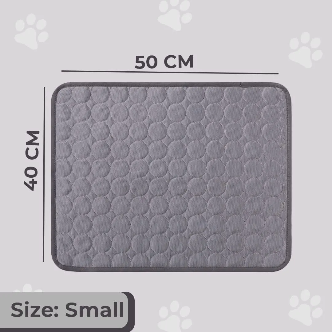 Homestic Rectangular Dog & Cat Bed|Premium Cool Ice Silk with Polyester with Bottom Mesh|Multi-Utility Self-Cooling Pad for Dog & Cat|Light-Weight & Durable Dog Bed|ZQCJ001DG-S|Dark Grey