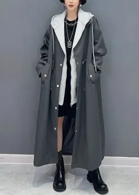 Hooded False Two Pieces Trench Coat Fall