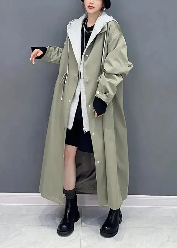 Hooded False Two Pieces Trench Coat Fall