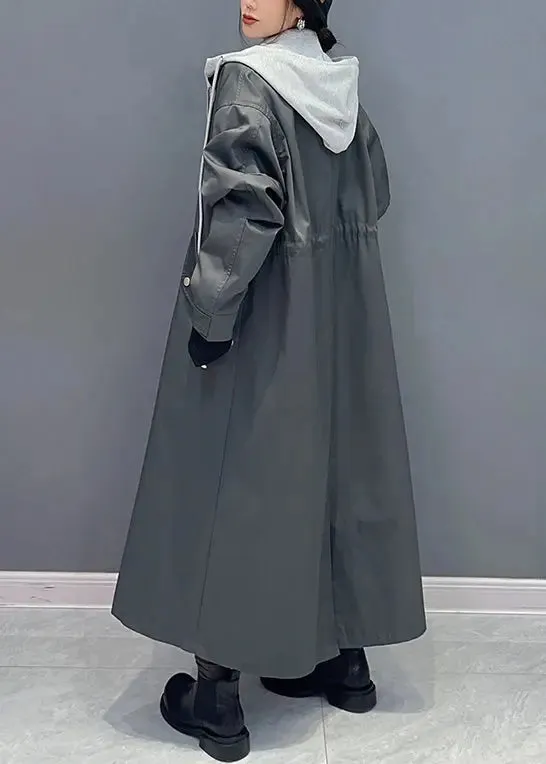 Hooded False Two Pieces Trench Coat Fall