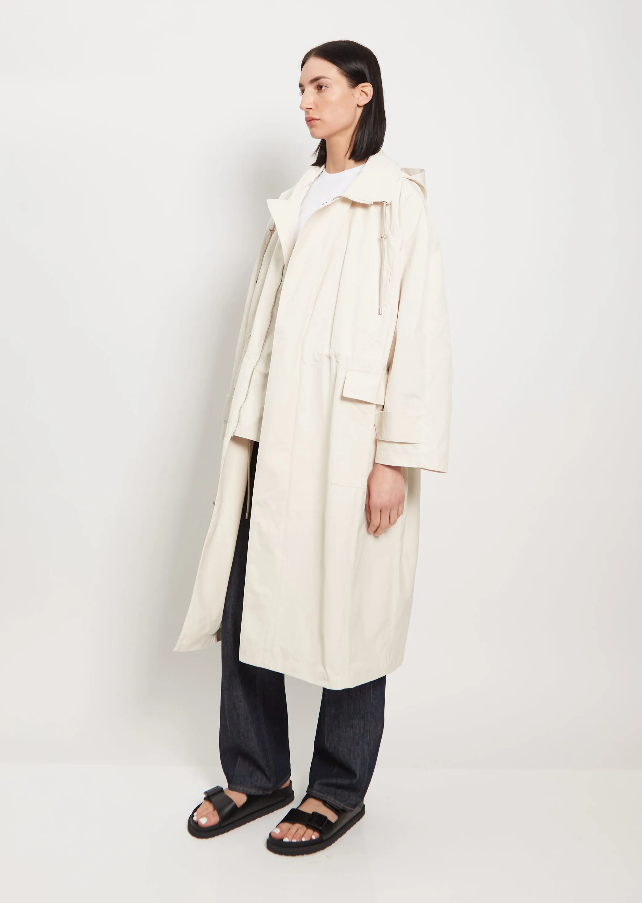 Hooded Parka Coat — Ivory