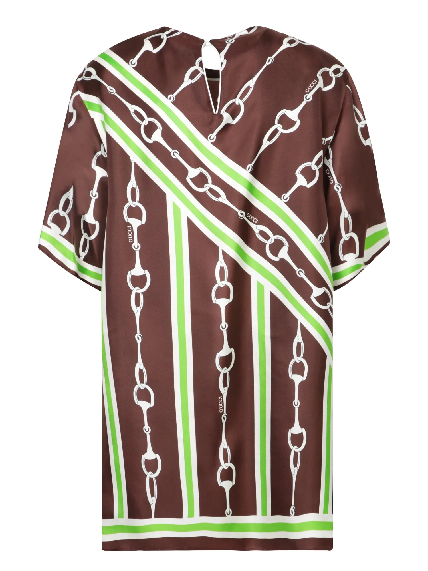 Horsebit Brown and Green Silk Blouse